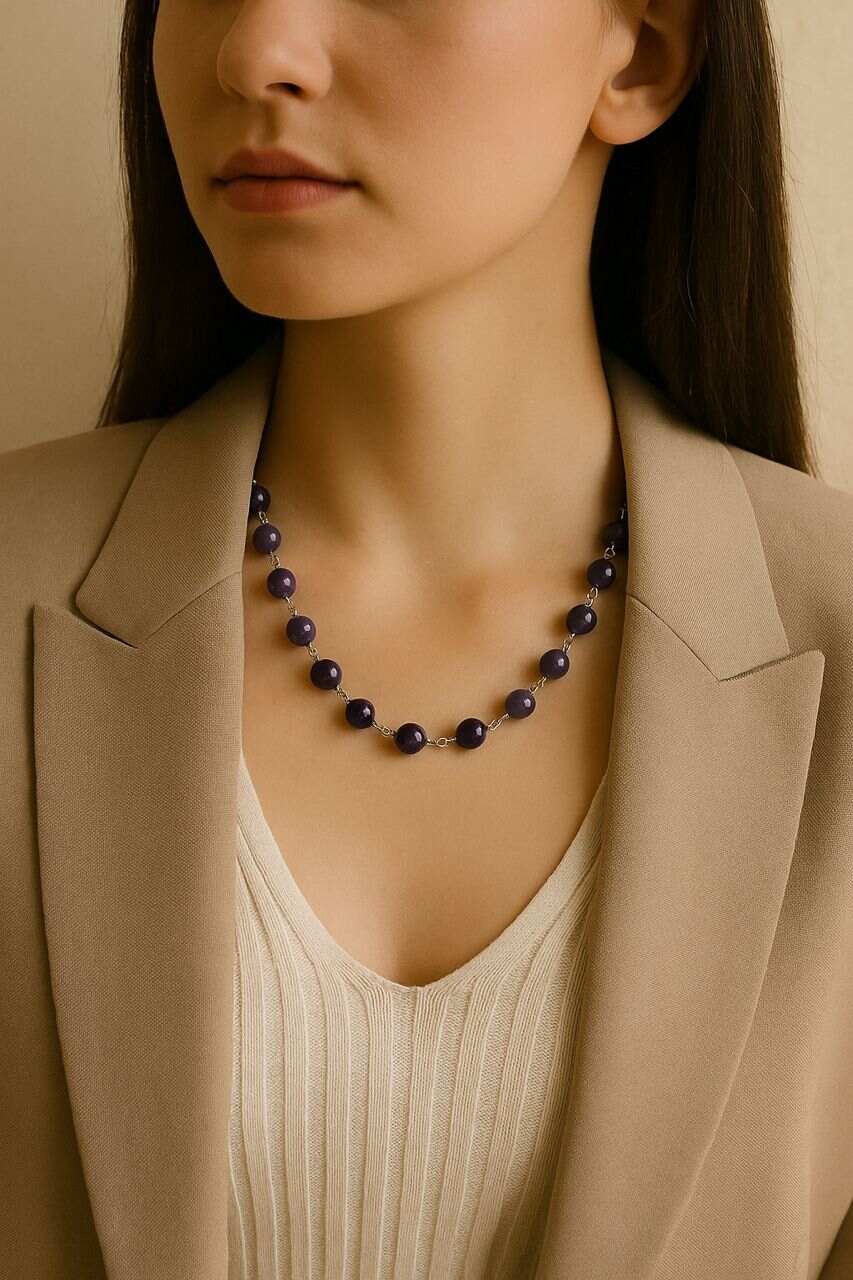 گردنبند آمیتیست پخش در زنجیر سوبی گالری