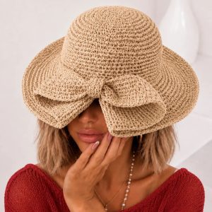 کلاه رافیا پاپیونی دستبافت سوبی گالری