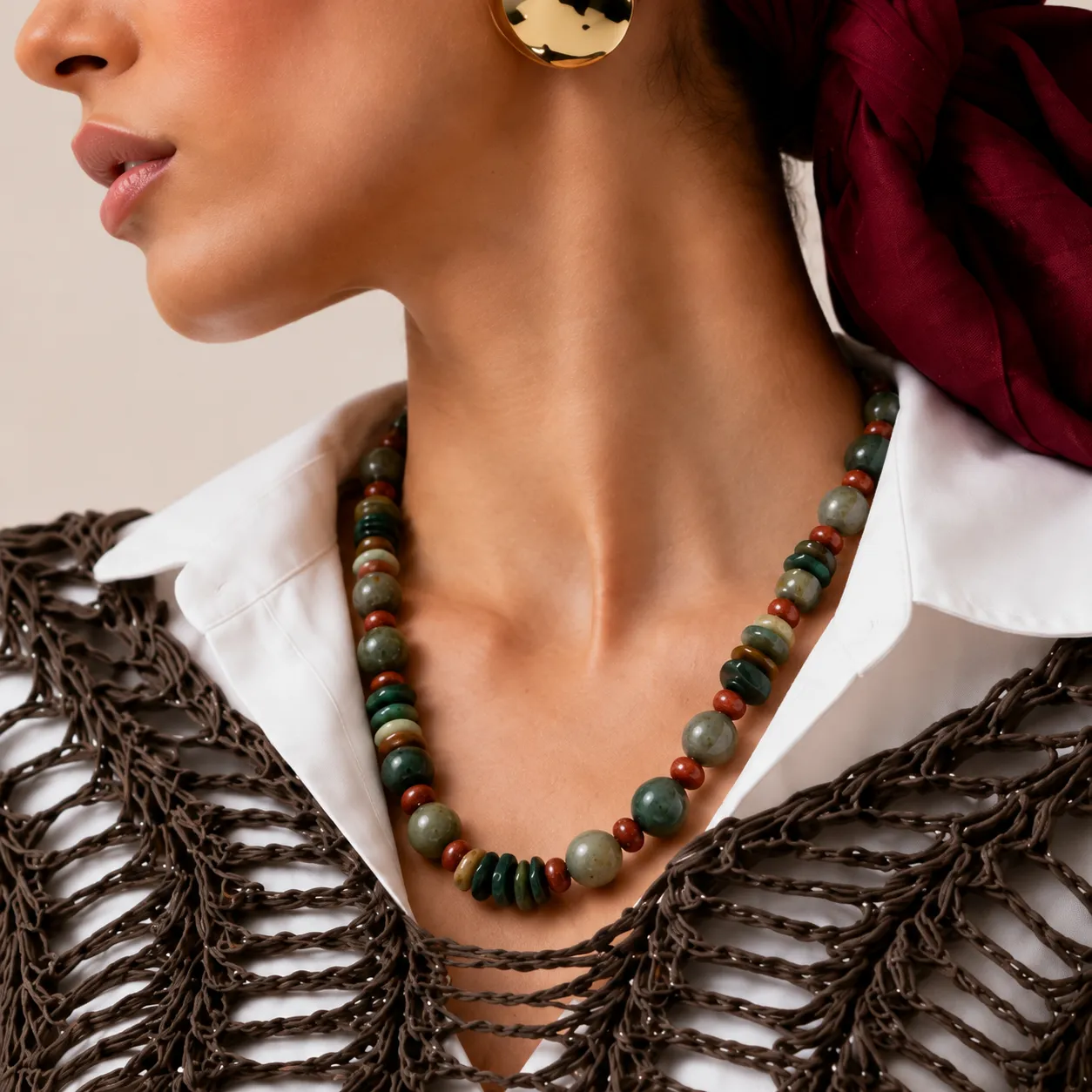 گردنبند سنگ طبیعی مولتی کالر سوبی گالری