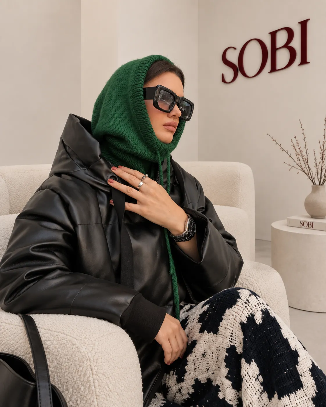 کلاه هودی بافتنی دستبافت سوبی گالری