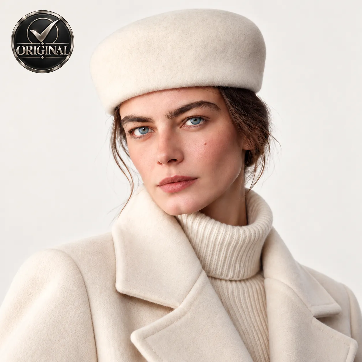 کلاه پشمی زنانه زارا مدل بره استوانه‌ای | کلاه الگانت شیری Zara
